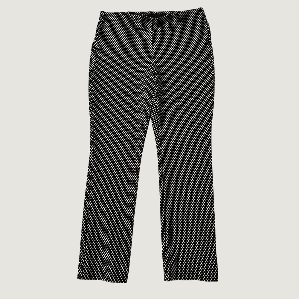 Chico's Pull On Pants Black White Geometric Diamond Print Slim Size 0.5R 6R